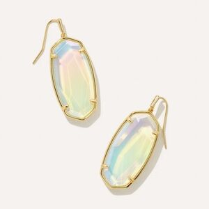 NEW! Kendra Scott Iridescent Opalite Illusion Faceted Gold Elle Drop Earrings